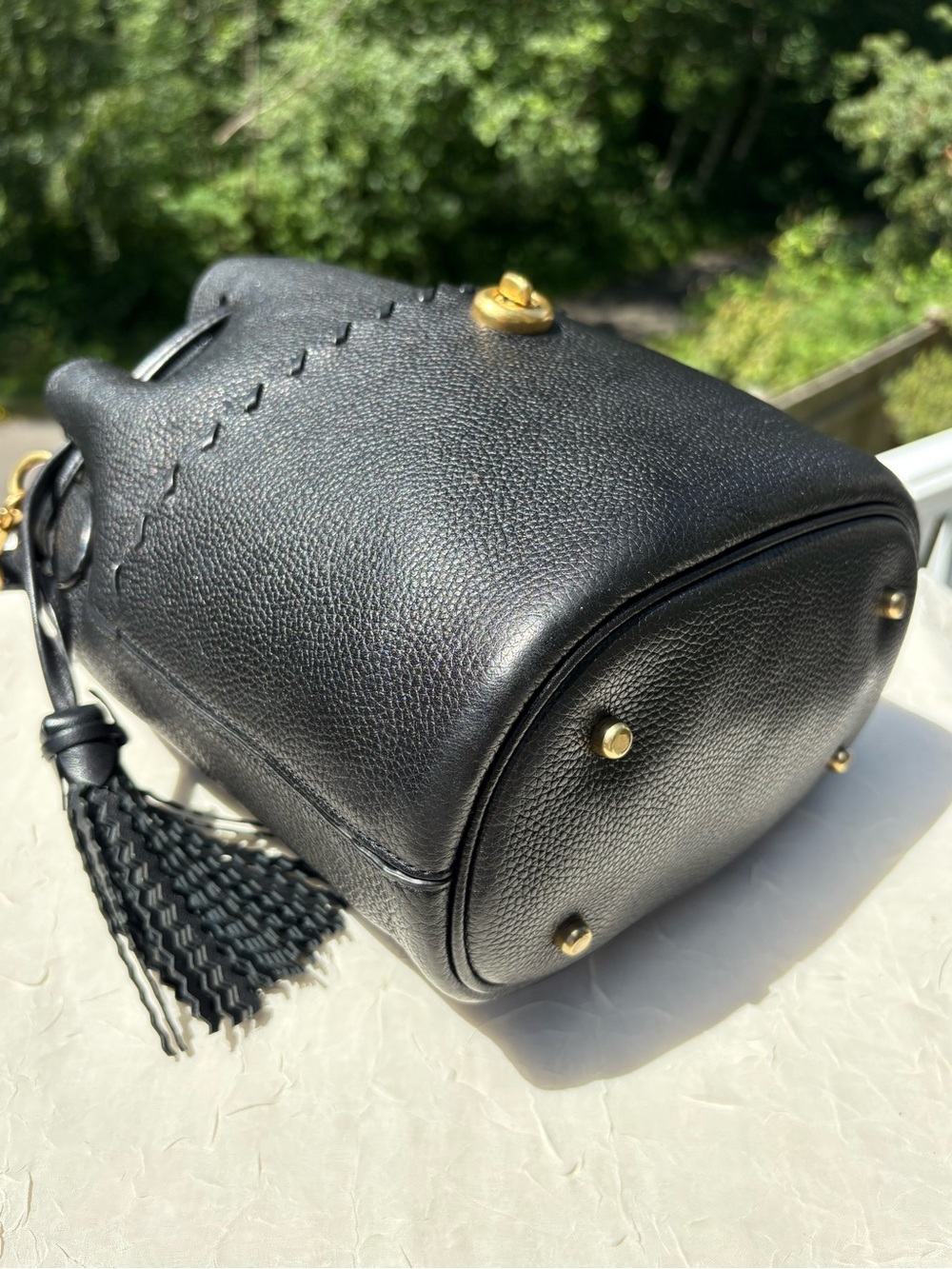 COACH Lora Bucket Bag With Whipstitch Detail In Black 651 - Picture 6 of 12